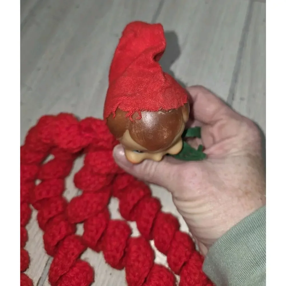 Vintage Handmade 1950s Christmas Elf Door Jingle Bells Holiday Festive Pixie